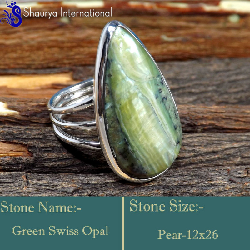 Green Swiss Opal H - RSS849-Glamorous Party Look Handmade Colourful Rings 925 Sterlin