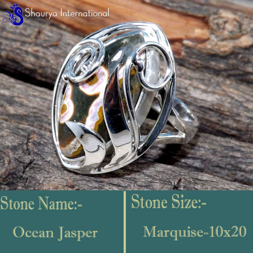 Ocean Jasper A - RSS848-Lovely Valentine Special Designer Rings 925 Sterling Silv