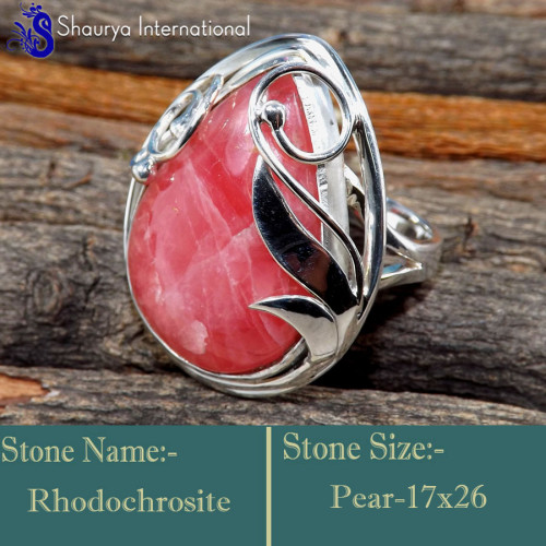 Rhodochrosite D - RSS848-Lovely Valentine Special Designer Rings 925 Sterling Silv