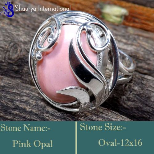 Pink Opal F - RSS848-Lovely Valentine Special Designer Rings 925 Sterling Silv