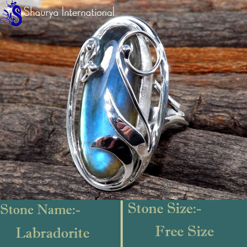 Labradorite Cab G - RSS848-Lovely Valentine Special Designer Rings 925 Sterling Silv
