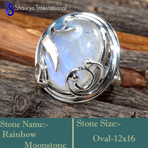 Rainbow Moonstone L - RSS848-Lovely Valentine Special Designer Rings 925 Sterling Silv