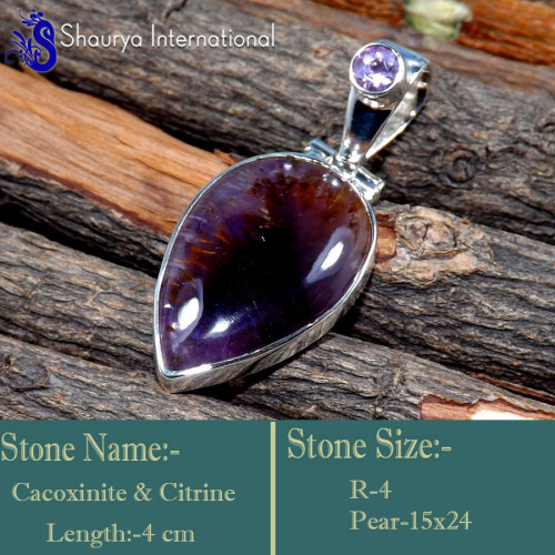 Cacoxenite & Amethyst D - SSP858-Valentine's Offer Gorgeous Two Stone Wholesale Pendants 9 Cacoxenite & Amethyst D - SSP858-Valentine's Offer Gorgeous Two Stone Wholesale Pendants 9