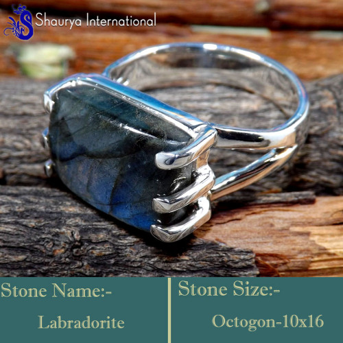 Labradorite Cab C - RSS847-Glamorous Prong Setting Valentine's Special Rings 925 Ste