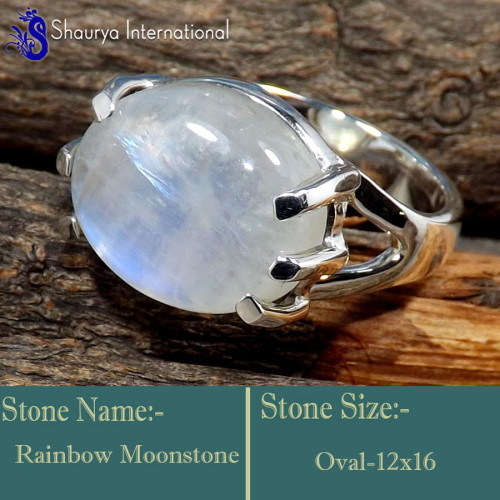 Rainbow Moonstone H - RSS847-Glamorous Prong Setting Valentine's Special Rings 925 Ste