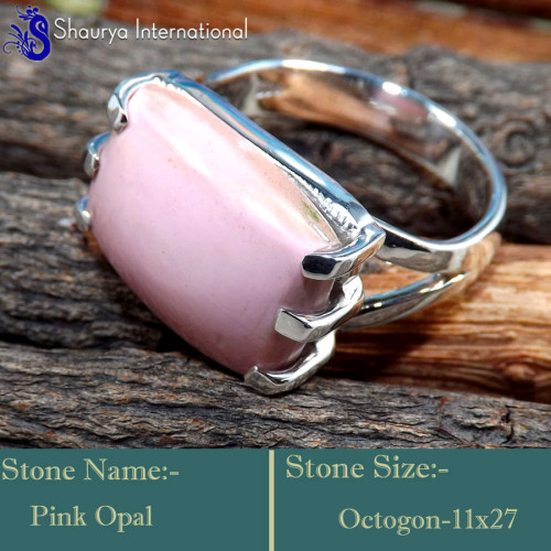 Pink Opal J - RSS847-Glamorous Prong Setting Valentine's Special Rings 925 Ste