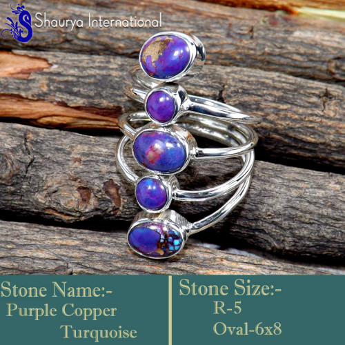 Purple Copper Turquoise A - SDR659-Valentine's Special Glorious Handmade Designer Rings 925 Purple Copper Turquoise A - SDR659-Valentine's Special Glorious Handmade Designer Rings 925