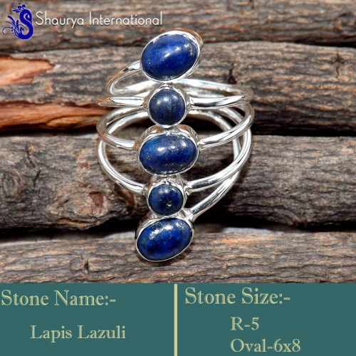 Lapis Lazuli E - SDR659-Valentine's Special Glorious Handmade Designer Rings 925