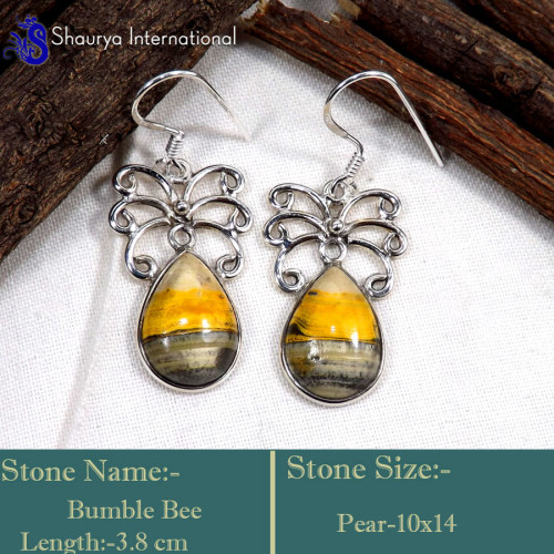 Bumble Bee G - BZE750-Genuine Bumble Bee Valentine's Special Handmade Earrings