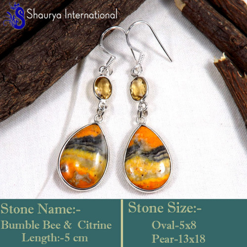 Bumble Bee O - BZE750-Genuine Bumble Bee Valentine's Special Handmade Earrings