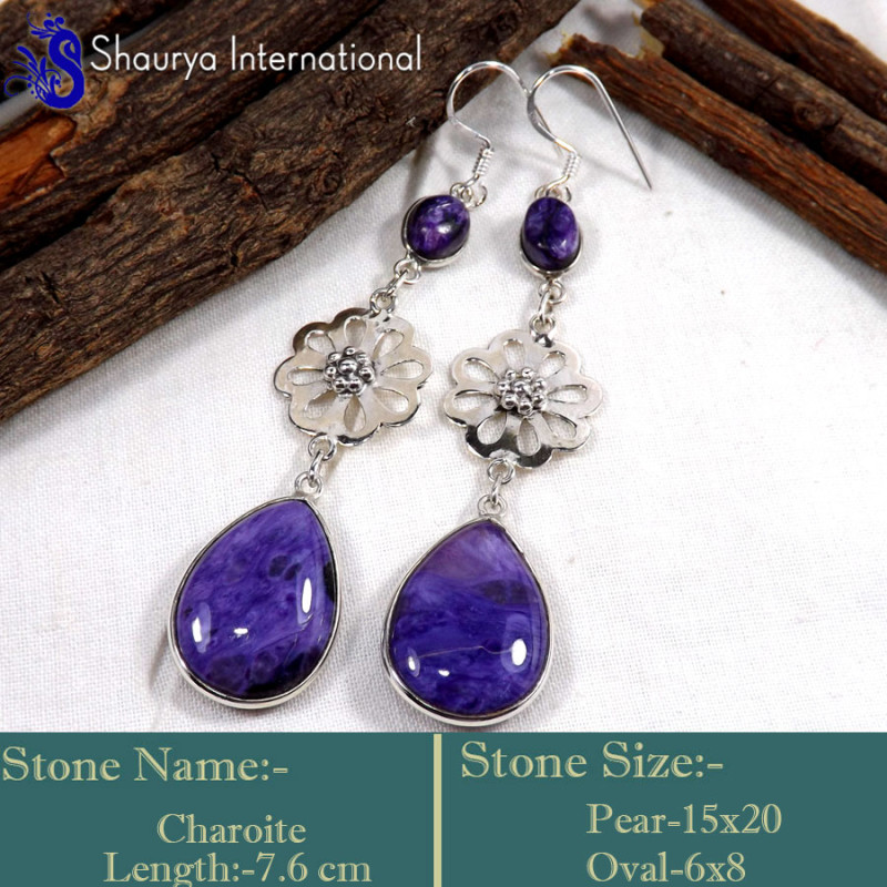 Charoite B - BZE746-Valentine's Offer Charoite Gemstone New Design Bezel Earr Charoite B - BZE746-Valentine's Offer Charoite Gemstone New Design Bezel Earr
