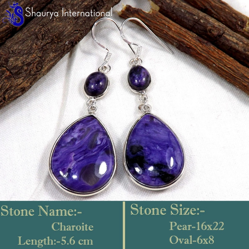 Charoite F - BZE746-Valentine's Offer Charoite Gemstone New Design Bezel Earr Charoite F - BZE746-Valentine's Offer Charoite Gemstone New Design Bezel Earr