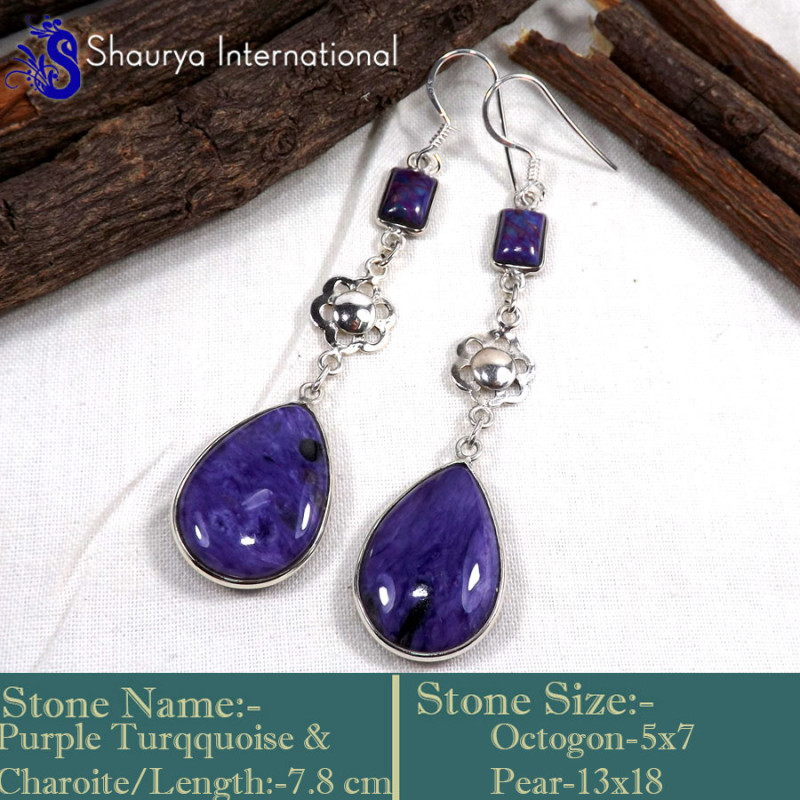 Charoite H - BZE746-Valentine's Offer Charoite Gemstone New Design Bezel Earr Charoite H - BZE746-Valentine's Offer Charoite Gemstone New Design Bezel Earr