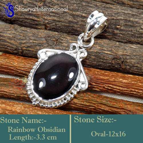 Rainbow Obisidian D - SSP848-Fabulous Party Look Handmade Designer Pendants 925 Sterli