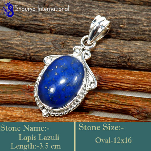 Lapis Lazuli I - SSP848-Fabulous Party Look Handmade Designer Pendants 925 Sterli