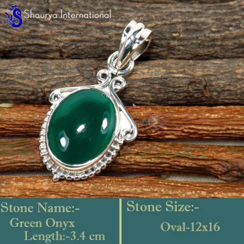 Green Onyx M - SSP848-Fabulous Party Look Handmade Designer Pendants 925 Sterli