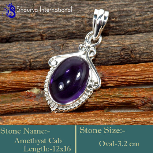 Amethyst Cab N - SSP848-Fabulous Party Look Handmade Designer Pendants 925 Sterli