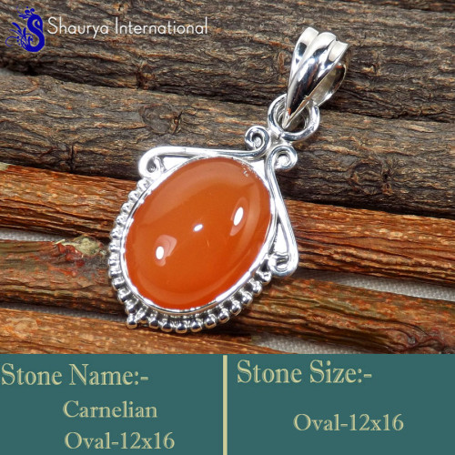 Carnelian Cab O - SSP848-Fabulous Party Look Handmade Designer Pendants 925 Sterli