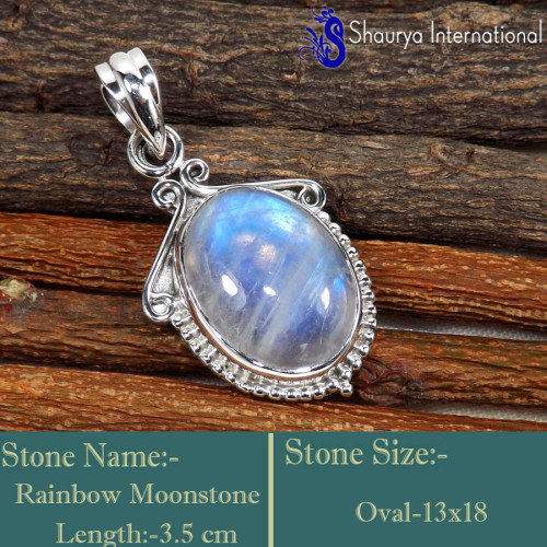 Rainbow Moonstone Q - SSP848-Fabulous Party Look Handmade Designer Pendants 925 Sterli