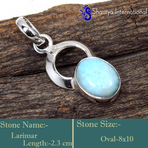 Larimar Cab E - SD636-Stunning Wholesale Handmade Designer Pendants 925 Sterling
