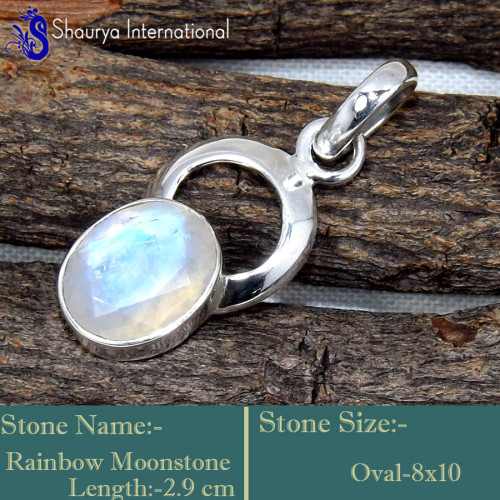 Rainbow Moonstone B - SD633-925 Sterling Silver Fabulous Cut Gemstone Designer Pendant