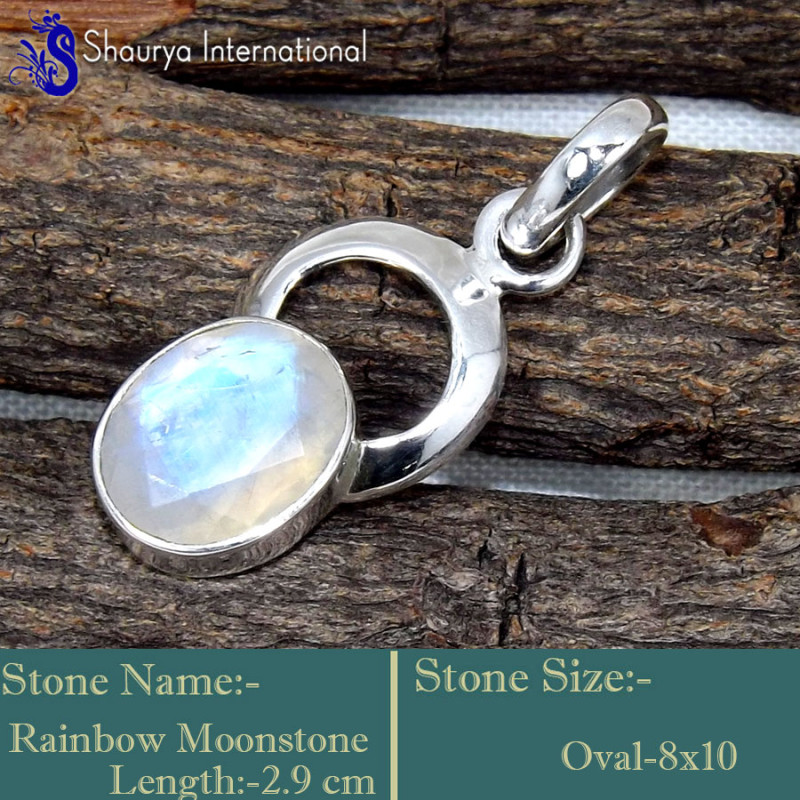 Rainbow Moonstone B - SD633-925 Sterling Silver Fabulous Cut Gemstone Designer Pendant Rainbow Moonstone B - SD633-925 Sterling Silver Fabulous Cut Gemstone Designer Pendant