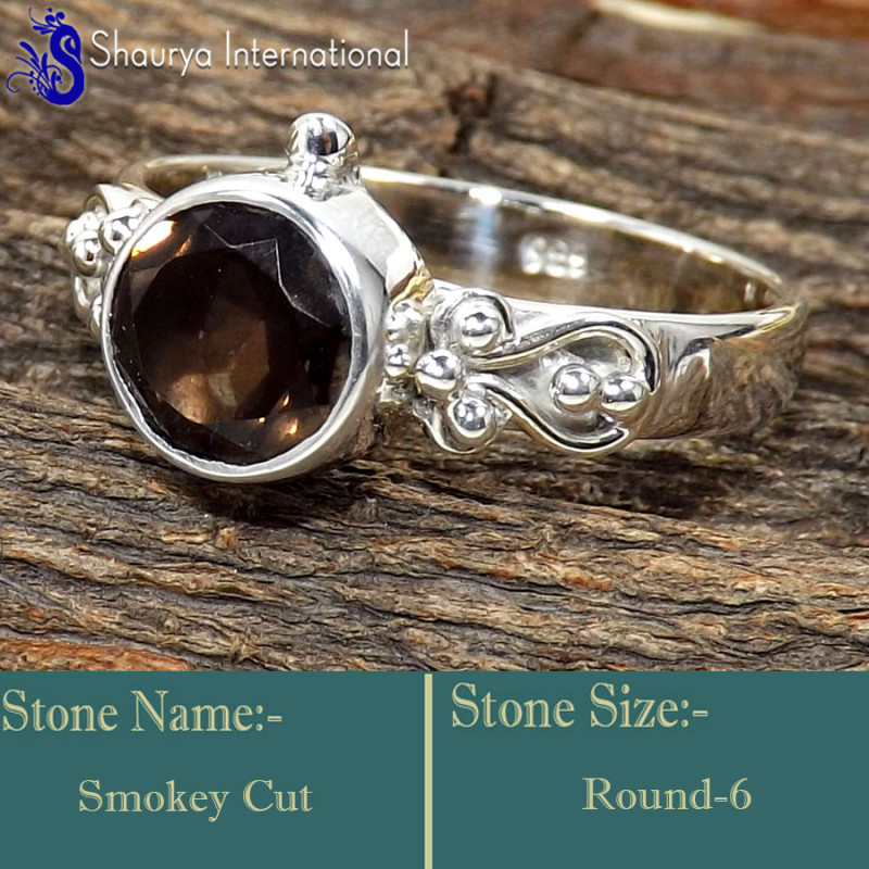 Smokey Quartz Cut C - RBS871-Charming Cut Gemstones Handmade Colourful Baby Rings 925