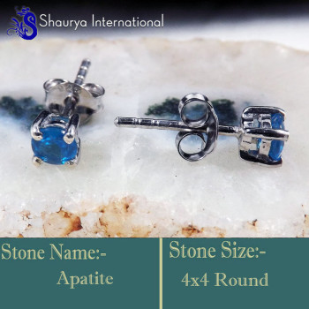 Apatite Cut C - SFJ956-4x4 Round Apatite Cut 925 Sterling Silver Lightweight Pro Apatite Cut C - SFJ956-4x4 Round Apatite Cut 925 Sterling Silver Lightweight Pro