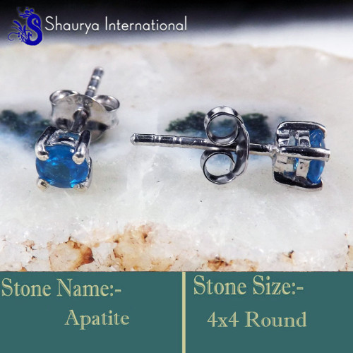 Apatite Cut C - SFJ956-4x4 Round Apatite Cut 925 Sterling Silver Lightweight Pro Apatite Cut C - SFJ956-4x4 Round Apatite Cut 925 Sterling Silver Lightweight Pro