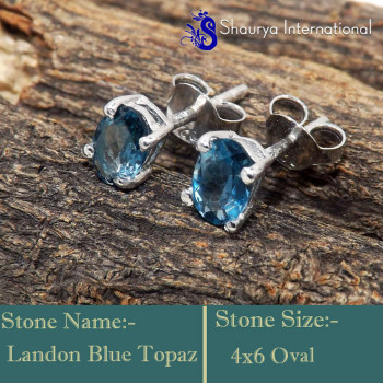 Landon Blue Topaz A - SFJ954-4x6 Landon Blue Topaz 925 Sterling Silver Valentine Gift 