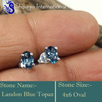 Landon Blue Topaz B - SFJ954-4x6 Landon Blue Topaz 925 Sterling Silver Valentine Gift 