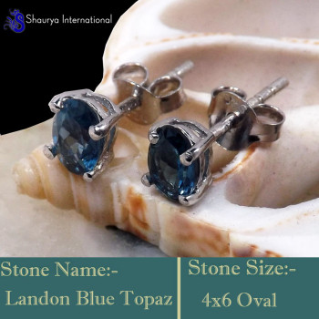 Landon Blue Topaz C - SFJ954-4x6 Landon Blue Topaz 925 Sterling Silver Valentine Gift 