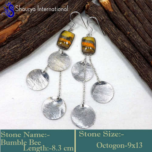 Bumble Bee C - BZE743-Fabulous Bumble Bee Handmade Designer Bezel Earrings 925