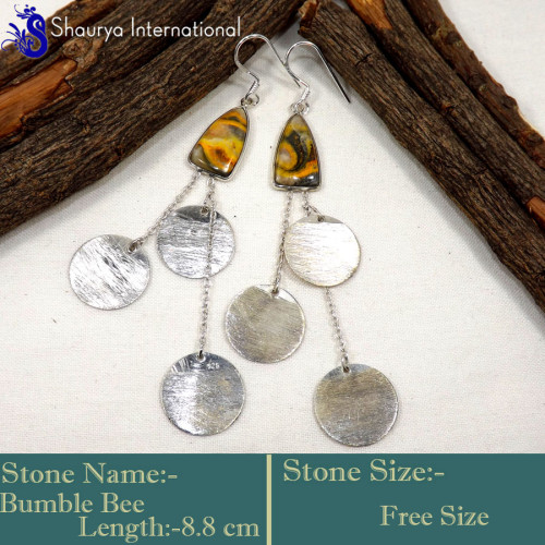 Bumble Bee E - BZE743-Fabulous Bumble Bee Handmade Designer Bezel Earrings 925
