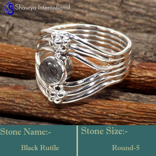 Black Rutile A - SDR655-Fabulous Handmade Designer Wholesale Rings 925 Sterling S