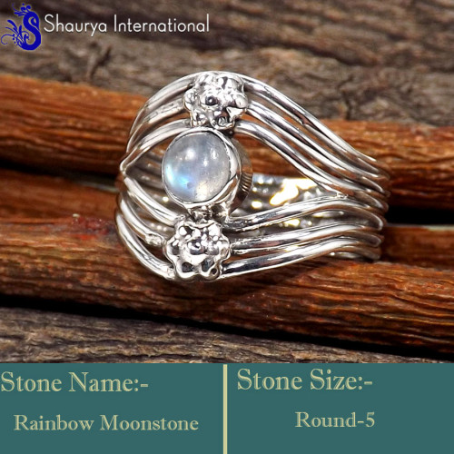 Rainbow Moonstone B - SDR655-Fabulous Handmade Designer Wholesale Rings 925 Sterling S