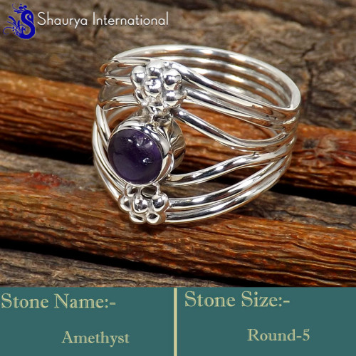 Amethyst Cab k - SDR655-Fabulous Handmade Designer Wholesale Rings 925 Sterling S