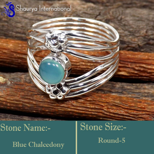 Blue Chalcedony O - SDR655-Fabulous Handmade Designer Wholesale Rings 925 Sterling S