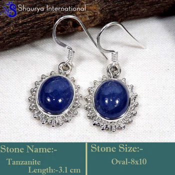 Tanzanite G - SDE750-Lovely Indian Company Handmade Designer Earrings 925 Ster Tanzanite G - SDE750-Lovely Indian Company Handmade Designer Earrings 925 Ster