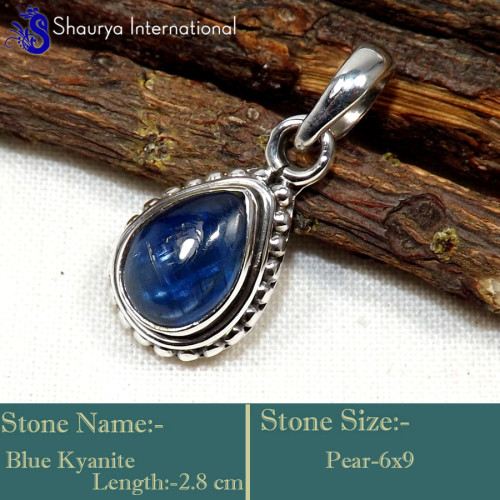 Blue Kyanite D - SD628-Indian Wholesaler Made Light  Weight Pendants 925 Sterling