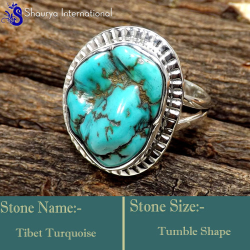 Tibet Turquoise Rough G - SDR648-Graceful Latest Collection In Designer Rings 925 Sterling Tibet Turquoise Rough G - SDR648-Graceful Latest Collection In Designer Rings 925 Sterling