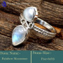 Rainbow Moonstone & Pearl E - SDR646-Designer Two Stone Beautiful Handmade Rings 925 Sterling