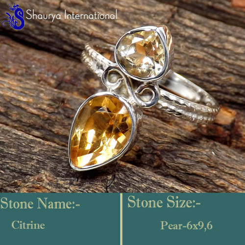 Citrine Cut E - SDR644-925 Sterling Silver Gorgeous Faceted Cut Designer Ring
