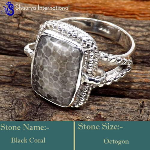 Black Coral C - SDR642-Indian Company Handmade Designer Rings 925 Sterling Silve Black Coral C - SDR642-Indian Company Handmade Designer Rings 925 Sterling Silve