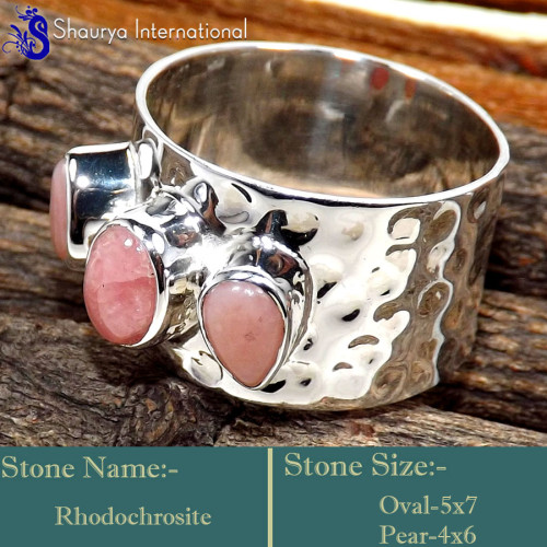 Rhodochrosite D - SDR641-Glamorous Look Handmade New Designer Rings 925 Sterling S Rhodochrosite D - SDR641-Glamorous Look Handmade New Designer Rings 925 Sterling S
