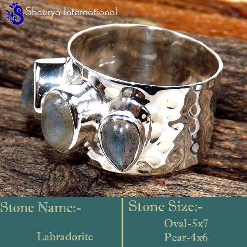 Labradorite Cab E - SDR641-Glamorous Look Handmade New Designer Rings 925 Sterling S Labradorite Cab E - SDR641-Glamorous Look Handmade New Designer Rings 925 Sterling S