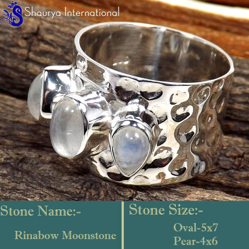 Rainbow Moonstone F - SDR641-Glamorous Look Handmade New Designer Rings 925 Sterling S Rainbow Moonstone F - SDR641-Glamorous Look Handmade New Designer Rings 925 Sterling S