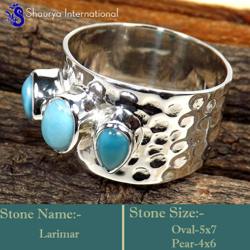 Larimar Cab G - SDR641-Glamorous Look Handmade New Designer Rings 925 Sterling S Larimar Cab G - SDR641-Glamorous Look Handmade New Designer Rings 925 Sterling S