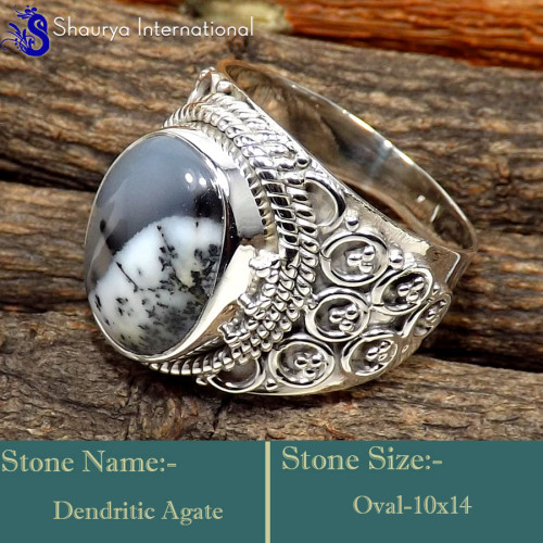Dendritic Agate D - SDR640-Gorgeous Party Look Handmade Designer Rings 925 Sterling Dendritic Agate D - SDR640-Gorgeous Party Look Handmade Designer Rings 925 Sterling