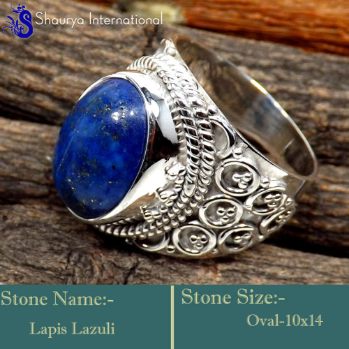 Lapis Lazuli F - SDR640-Gorgeous Party Look Handmade Designer Rings 925 Sterling